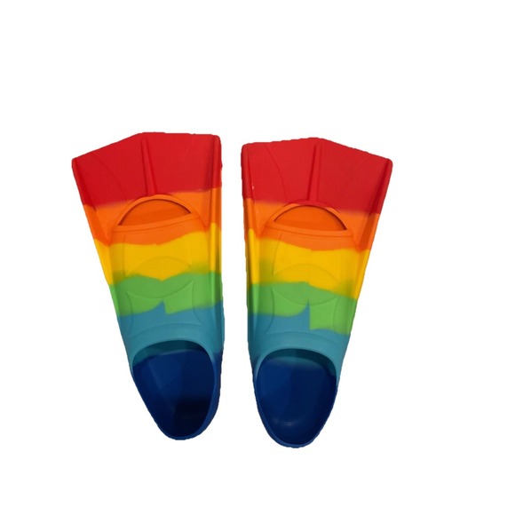 The Unbranded Brand Other - Rainbow Silicone Training‎ Fins Bodyboarding Fins Youth Swim Size S Fits 2-3.5